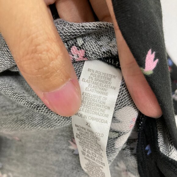 Cuddl Duds size XL Black Multi Floral Stretch Long Sleeve Blouse Comfy Relaxed - Picture 6 of 8